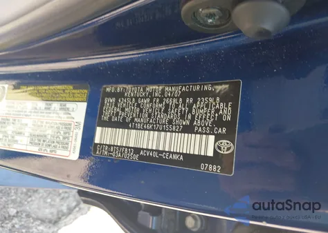 2007 Toyota Camry Le from USA, damaged, VIN 4T1BE46K17U155827